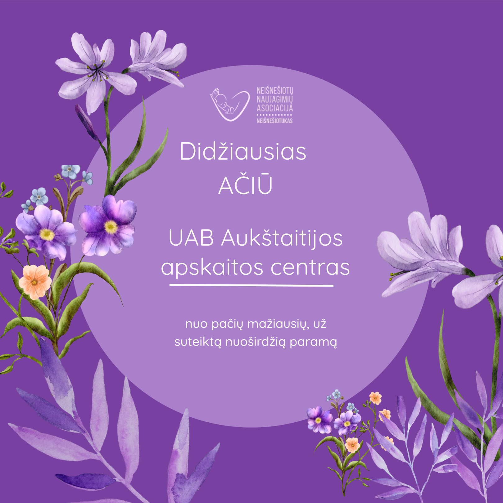 Asociacijos „Neišnešiotukas“ padėkos pažymėjimas UAB Aukštaitijos apskaitos centrui